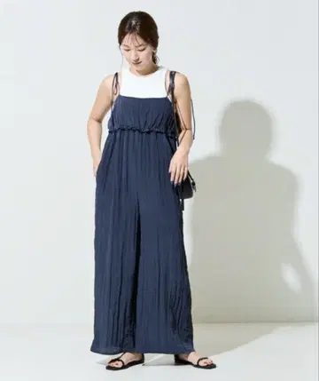 살로펫 오버롤 와셔 가공 프릴 볼륨 살로펫