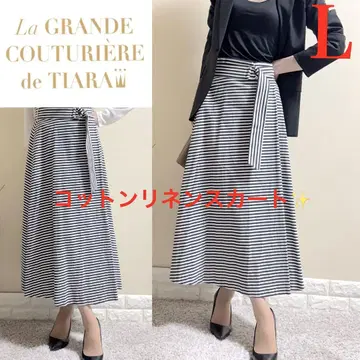 TIARA 래글런 쿠튀리에 드 티아라 면 린넨 롱 스커트 L