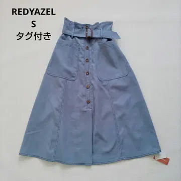 미사용 REDYAZEL 플레어 스커트 택 포함, 벨트, 허리 밴딩, 포켓