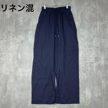 ZARA 자라 네이비 린넨 혼방 팬츠 허리밴딩