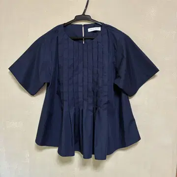 United arrows 플리츠 네이비 반팔 셔츠 네이비