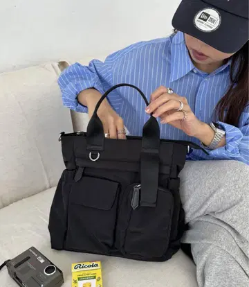 유틸리티 퍼프 토트백 블랙 검정 새상품 여행 가방 3way