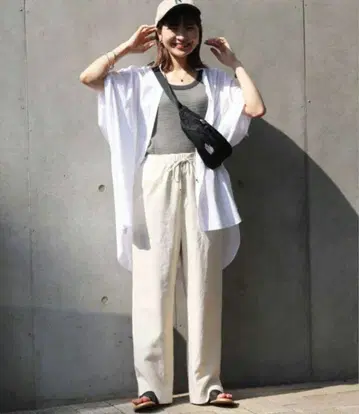 SLOBE IENA 린넨 혼방 이지 팬츠 스트레이트 팬츠