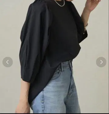 LOUNGEDRESS 볼륨 슬리브 블라우스 블랙