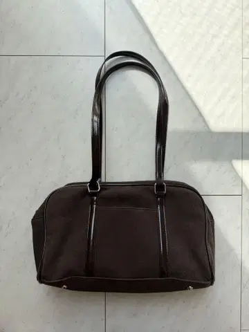 브라운 스웨이드풍 캔버스 백