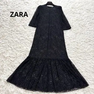 ZARA 자라 롱 원피스 전체 레이스 블랙 지퍼 7부 소매