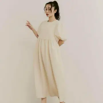 moi tytto 하이 웨스트 절개 퍼프 원피스 벨트 스커트