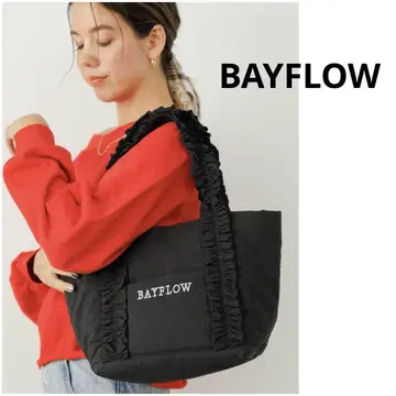BAYFLOW [바닥이 넓고 사용하기 편한] 프릴 로고 토트 M