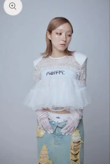 네이트. 멀티 튤 탑 (레이스 화이트)