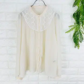 푸라 프리무 노카라 긴팔 시어 블라우스 시스루 레이스 고급스러운