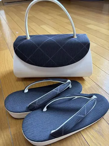 여름용 조리 백 세트 네이비와 화이트