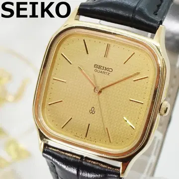 작동 제품 SEIKO 쿼츠 남성용 손목시계 스퀘어 케이스 골드 다이얼