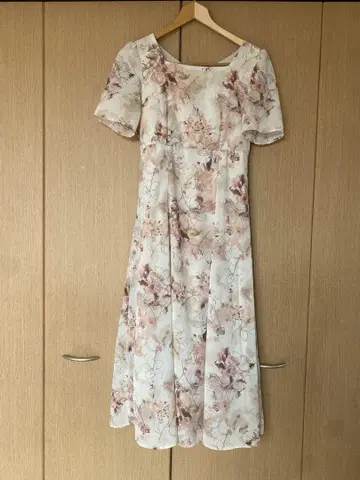 꽃무늬 반팔 롱 원피스 허리 리본 포함