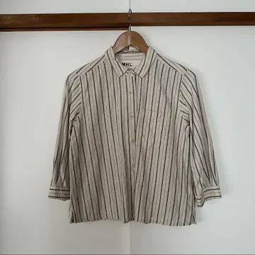 MHL 린넨 코튼 보더 셔츠