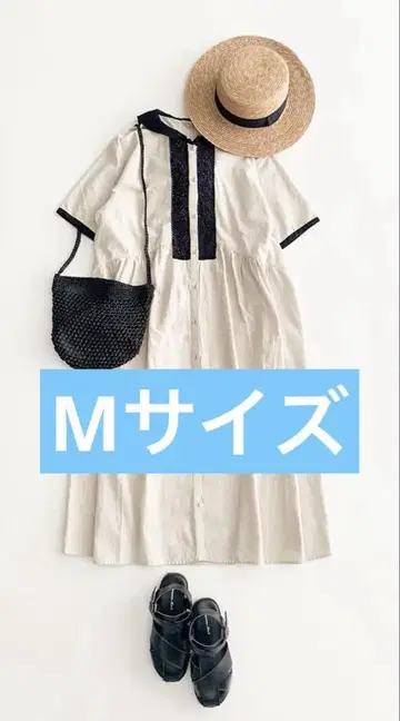 사만사 모스모스 세일러 카라 플라켓 레이스 배색 원피스 아이보리 M