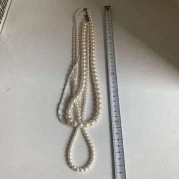 화이트 펄 3중 레이어드 목걸이