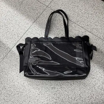 자카마트 이타백 A3 핸들 프릴 데코레이티브 토트백 블랙 검정