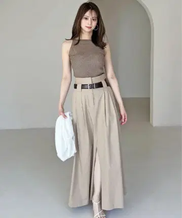 SNIDEL 스나이델 치노 와이드 스커트 베이지
