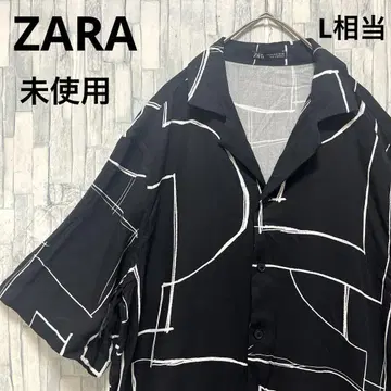 ZARA 디자인 셔츠 오픈 카라 아트 패턴 레이온 택 포함 미사용