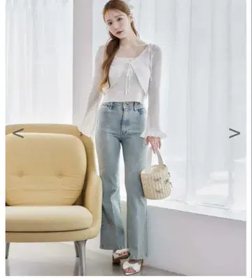 NICE CLAUP 비쥬 와이드 데님 팬츠