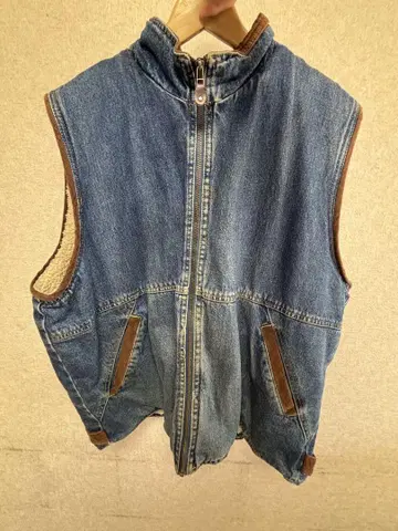 데님 보아 집업 베스트 Wrangler