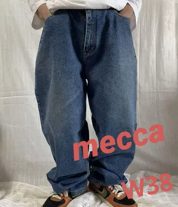 Mecca 데님 배기 블루 초와이드 bboy hiphop USA 90s