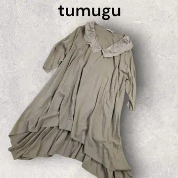 tumugu 레이스 옷깃 거즈 원피스 프리 사이즈