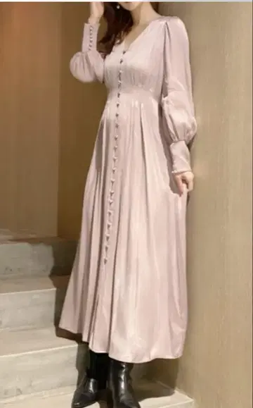 프레이 아이디 새틴 턱 원피스