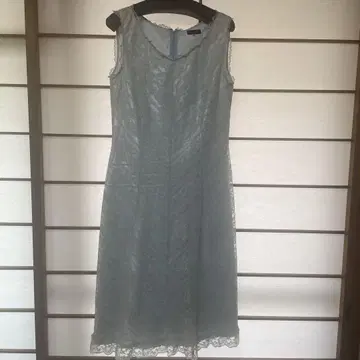 스카이블루 레이스 슬리브리스 드레스