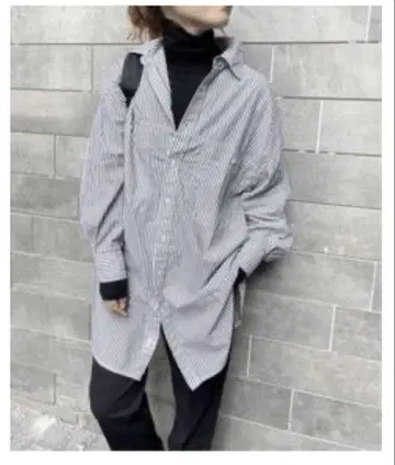 Spick and Span 보일 스트라이프 롱 루즈 셔츠