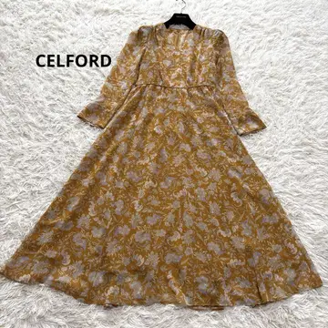 CELFORD 셀포드 꽃무늬 롱 원피스 시어 V넥