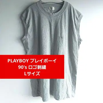 PLAYBOY 플레이보이 90s 로고 자수 탱크탑 슬리브리스 구제 의류