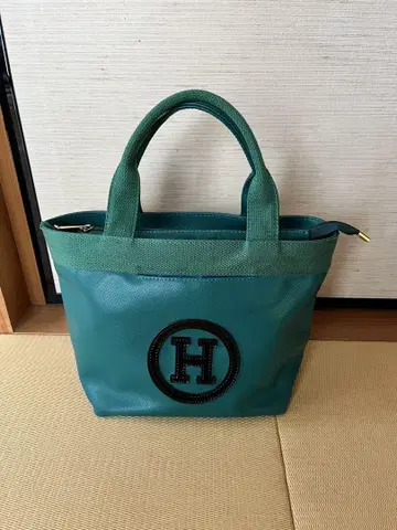 그린 H 로고 자수 토트백