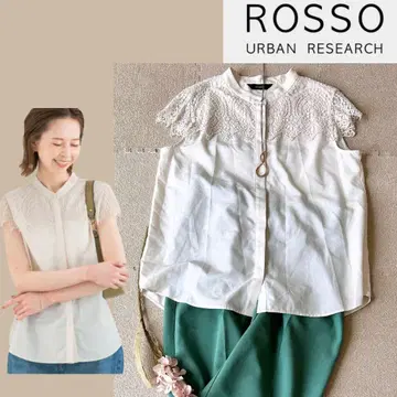 URBAN RESEARCH ROSSO 워셔블 요크 레이스 블라우스
