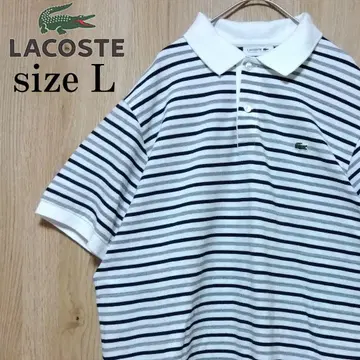 라코스테 LACOSTE 구제 의류 피케 셔츠 원포인트 로고 보더 L