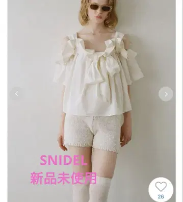 택 포함 미사용 새상품! SNIDEL 오프숄더 리본 블라우스