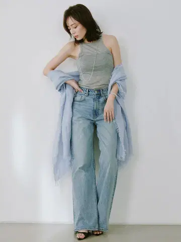 anuans 와이드 레그 데님 스트레이트 와이드 데님 팬츠