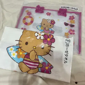 일광화상 키티 산리오 당첨 복권 클리어 토트백 거즈 타월