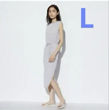 새상품 유니클로 플리츠 원피스 그레이 L