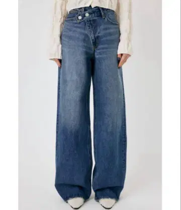 moussy 크로스 허리 와이드 스트레이트