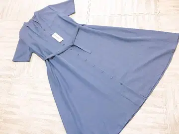 택 포함 미사용 새상품 내추럴 뷰티 클래식 블루 롱 원피스 M