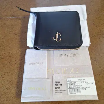 새상품 지미추(Jimmy Choo) TESSA 가죽 중지갑 블랙
