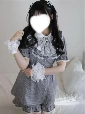 셋업 체크 무늬 프릴 팬츠 코노하 Majoretty 아베일