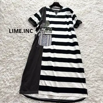 LIME.INC 라임 잉크 롱 원피스 보더 코튼 린넨