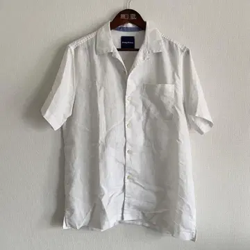Tommy Bahama 오픈 카라 셔츠 화이트 린넨 혼방 S(M 상당)