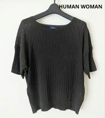 HUMAN WOMAN 리브 니트 얇은 소재 니트 하찌 반팔 썸머 니트