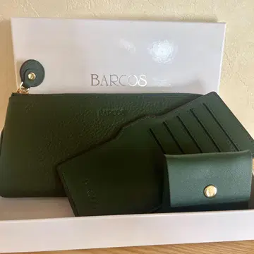 BARCOS 소가죽 장지갑, 동전 지갑, 카드 케이스 세트 그린