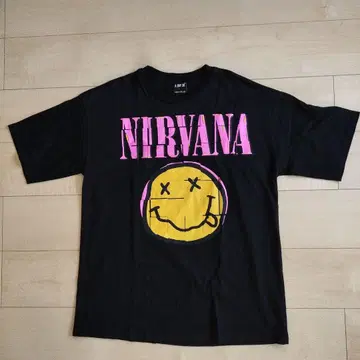NIRVANA 스마일 얼굴 티셔츠 블랙 L