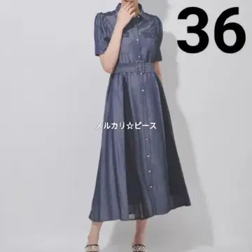 트란테안 손 드 모드 레이스 절개 셔츠 원피스 네이비 36