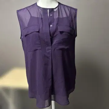 가격 인하 폴스미스 보라색 시스루 슬리브리스 셔츠